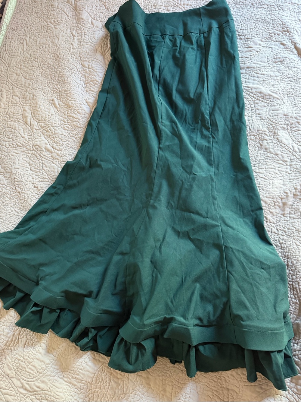 Belle Poque Green Victorian Ruffled Lace-Up Maxi Skirt- alt, goth, - Picture 8 of 8